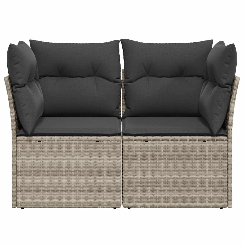 2-personers havesofa med hynder polyrattan lysegrå