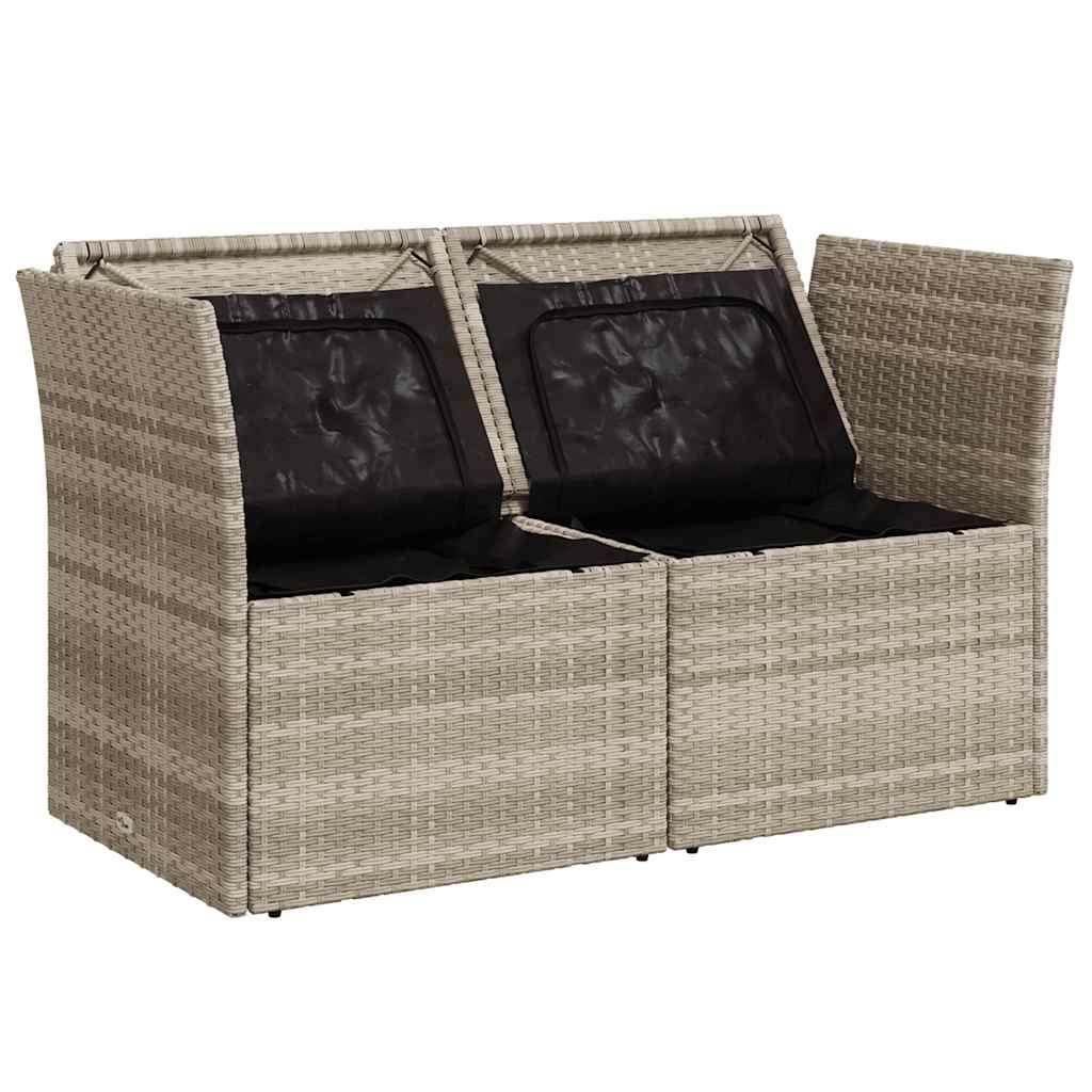 2-personers havesofa med hynder polyrattan lysegrå