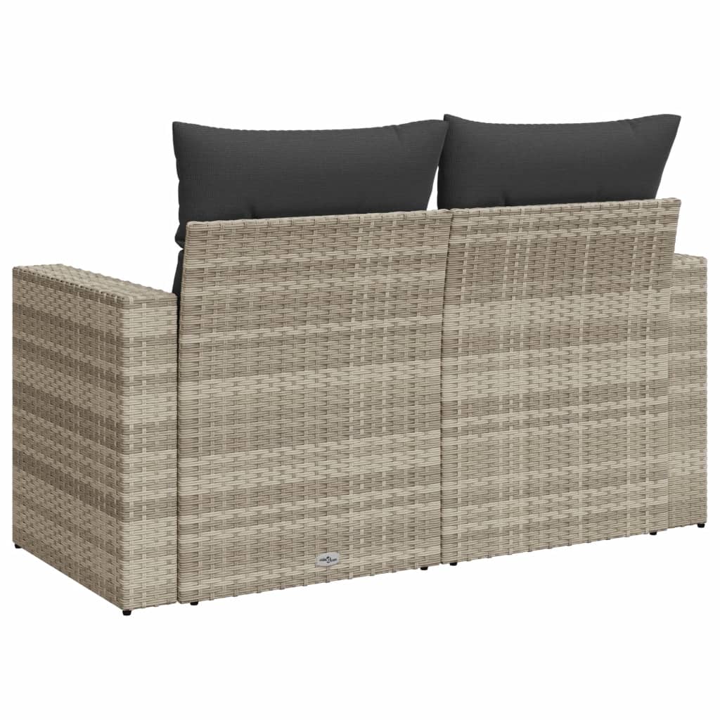 2-personers havesofa med hynder polyrattan lysegrå