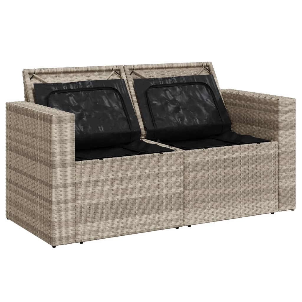 2-personers havesofa med hynder polyrattan lysegrå