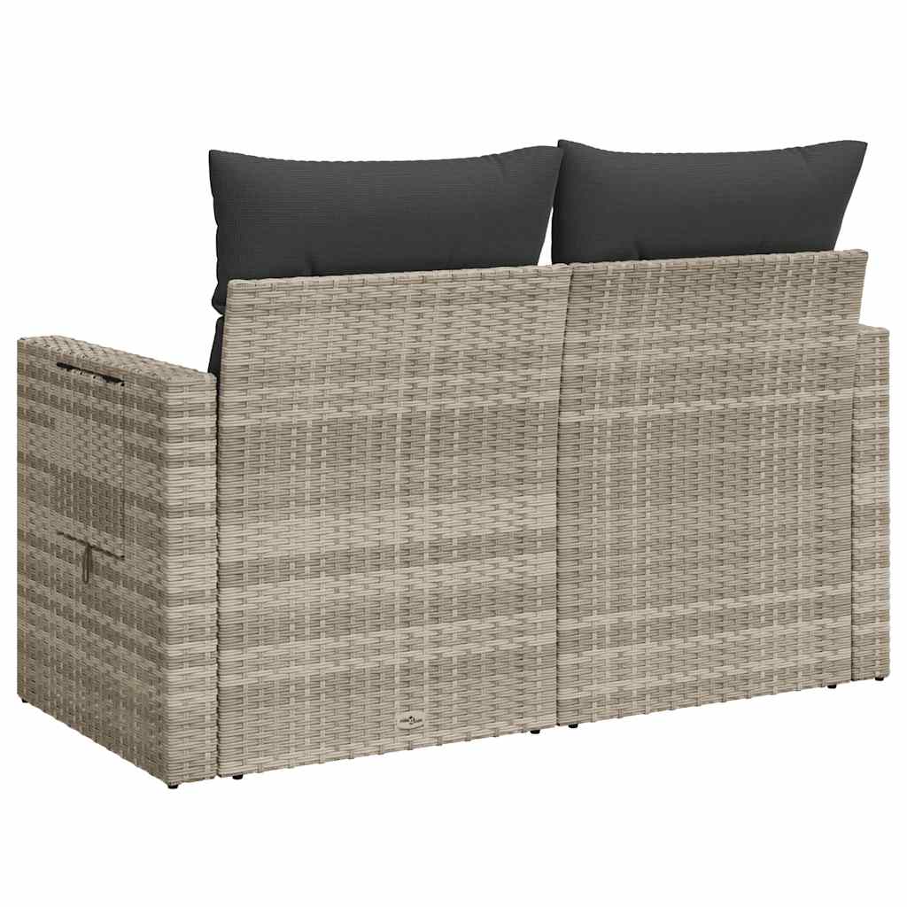 2-personers havesofa med hynder polyrattan lysegrå