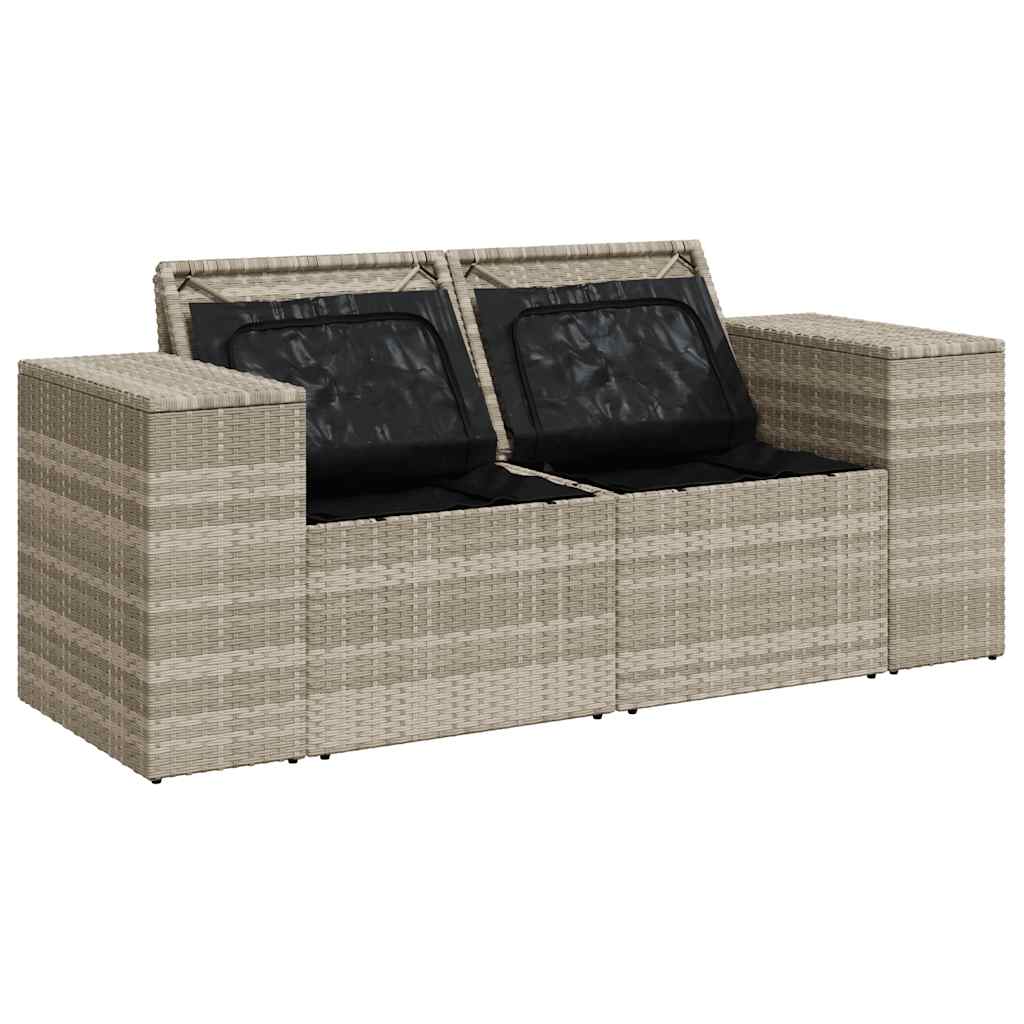 2-personers havesofa med hynder polyrattan lysegrå