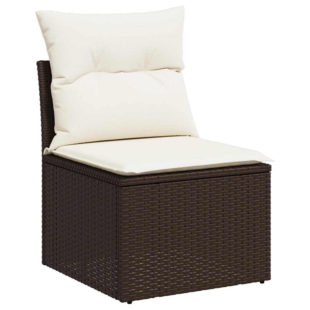 sofamodul til haven med hynder polyrattan brun