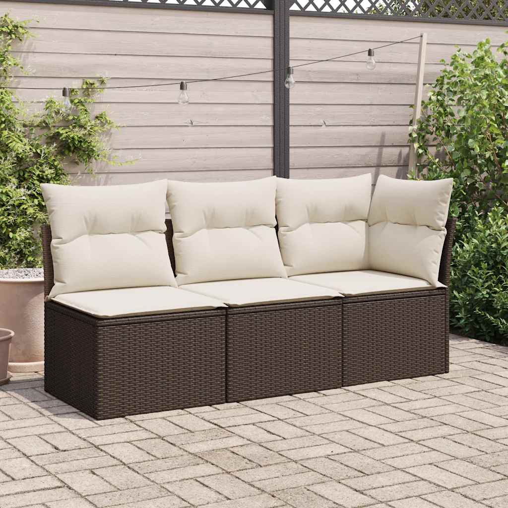 sofamodul til haven med hynder polyrattan brun