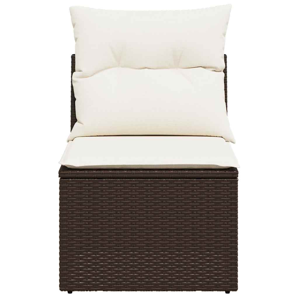 sofamodul til haven med hynder polyrattan brun