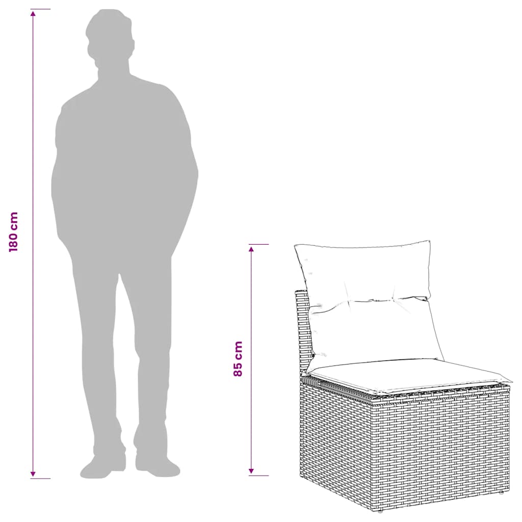 sofamodul til haven med hynder polyrattan brun