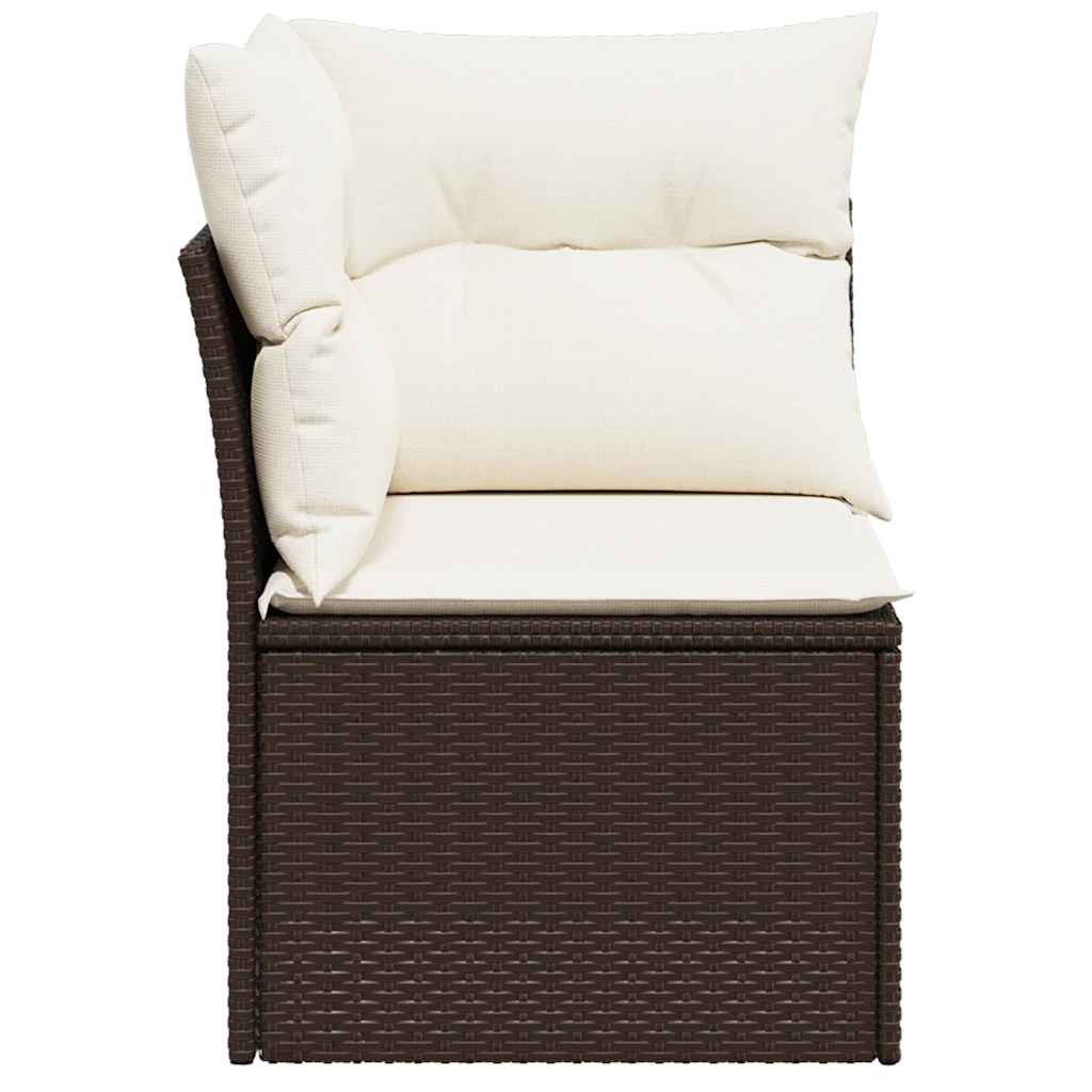 hjørnemodul til havesofa med hynder polyrattan brun