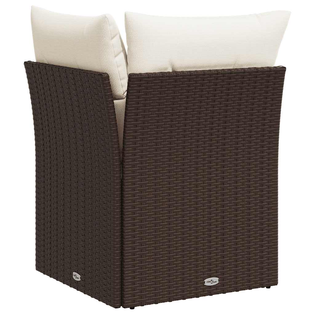 hjørnemodul til havesofa med hynder polyrattan brun