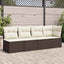 4-personers havesofa med hynder polyrattan brun