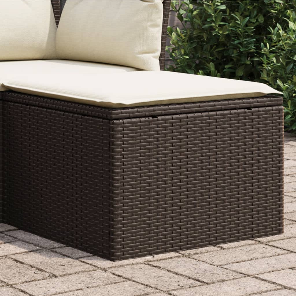 haveskammel med hynde 55x55x37 cm polyrattan brun