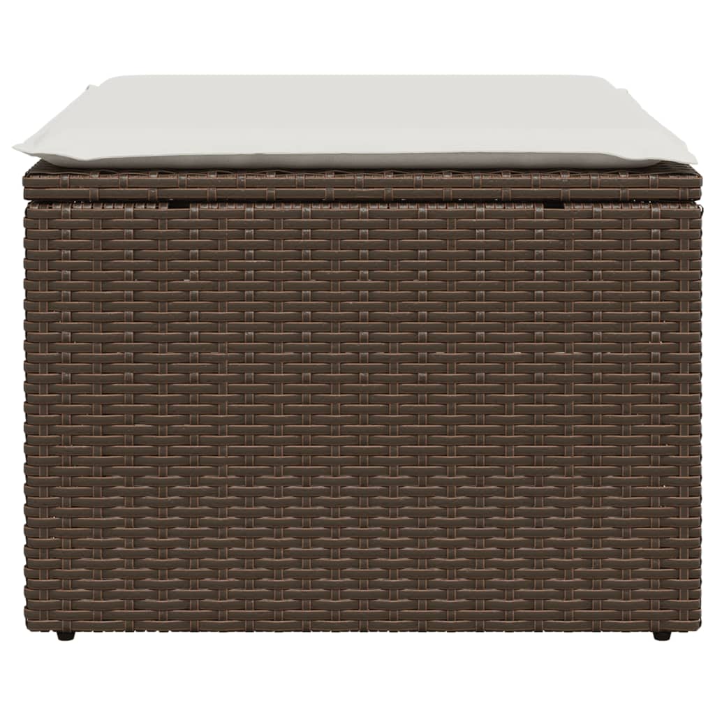 haveskammel med hynde 55x55x37 cm polyrattan brun