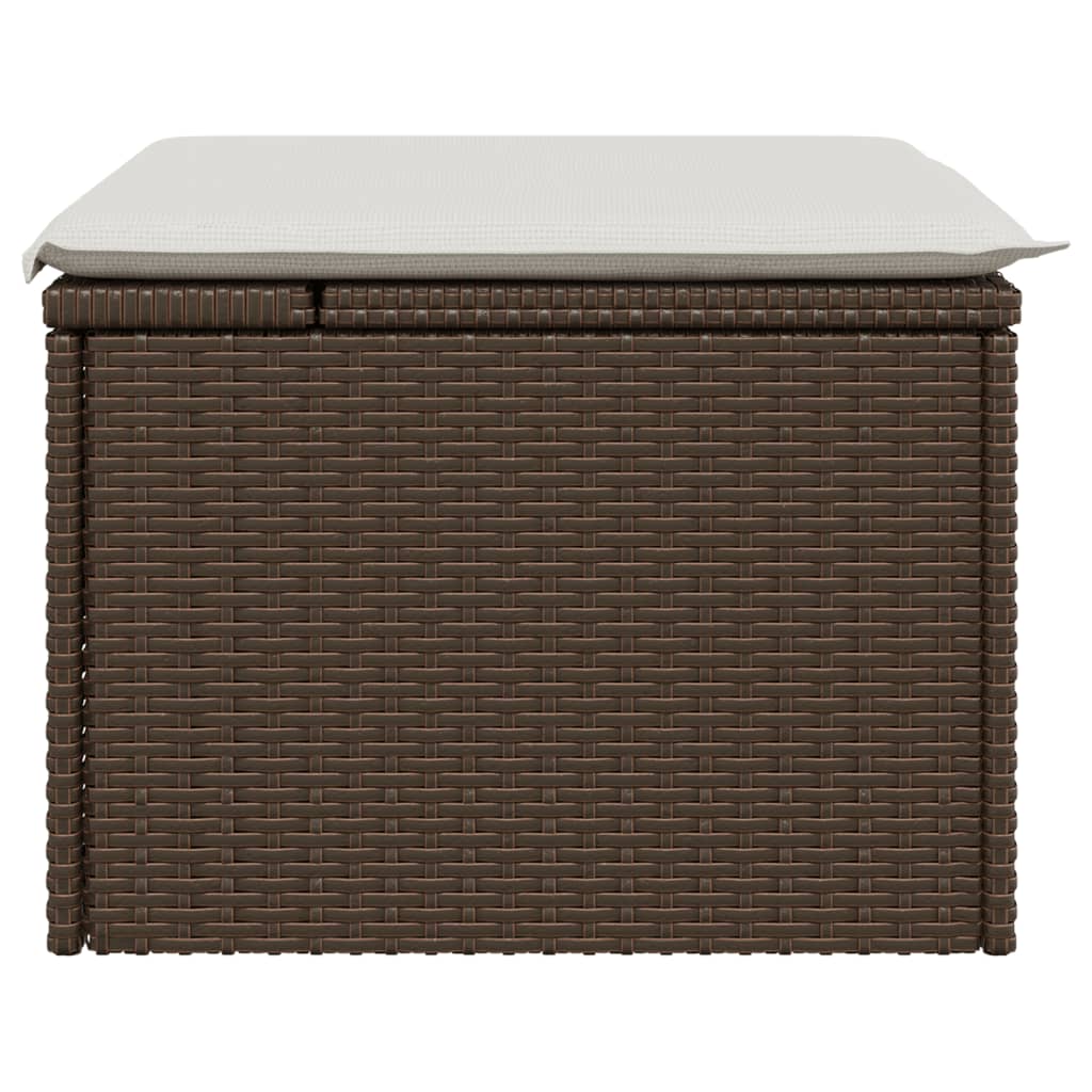 haveskammel med hynde 55x55x37 cm polyrattan brun