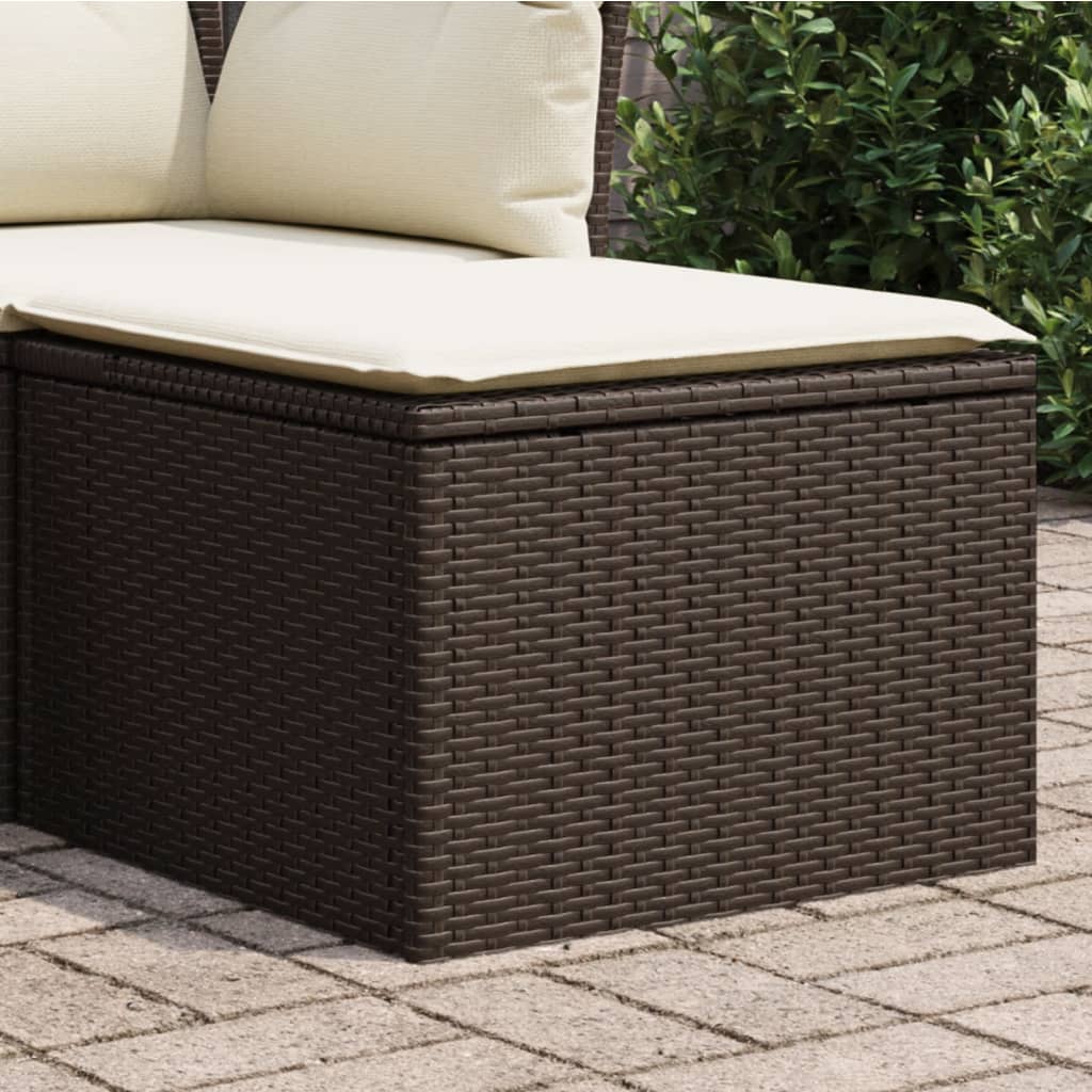 haveskammel med hynde 55x55x37 cm polyrattan brun