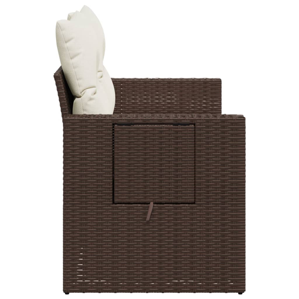 2-personers havesofa med hynder polyrattan brun