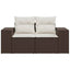 2-personers havesofa med hynder polyrattan brun