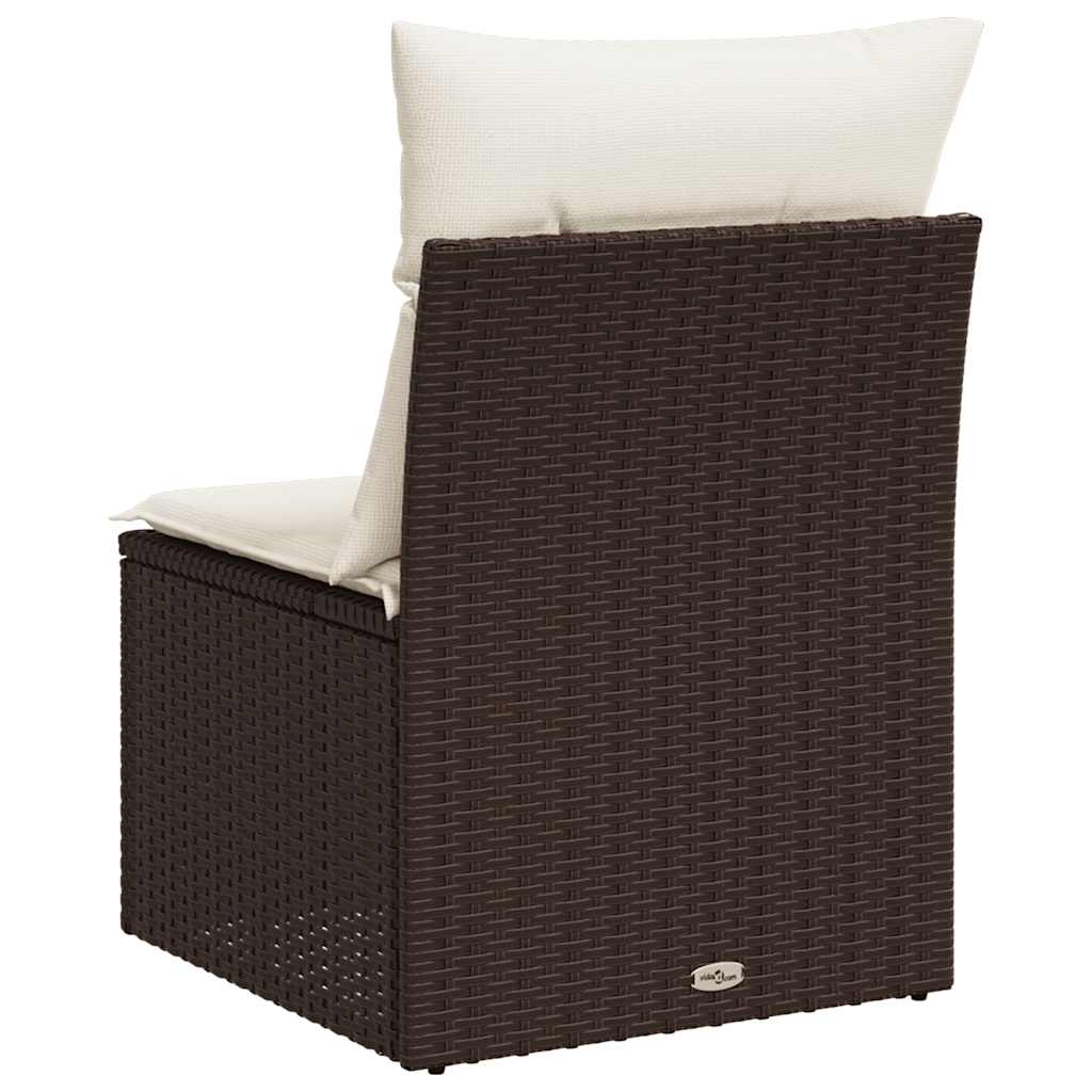 havestol med hynder uden armlæn polyrattan brun