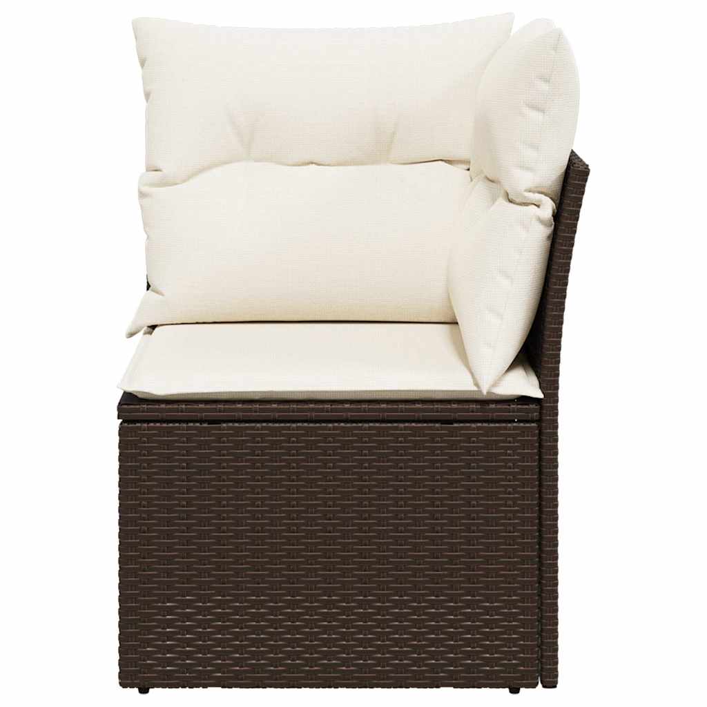 hjørnemodul til havesofa med hynder polyrattan brun