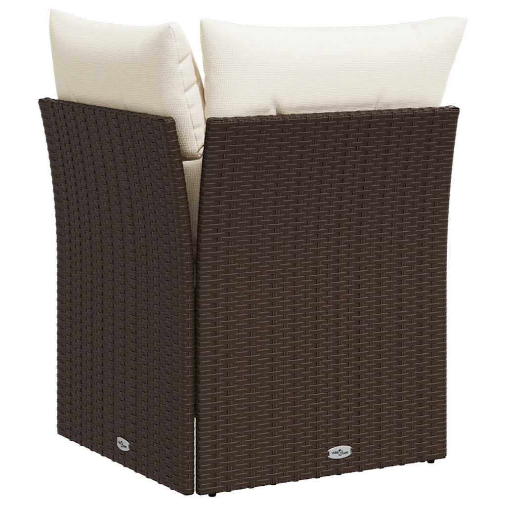 hjørnemodul til havesofa med hynder polyrattan brun