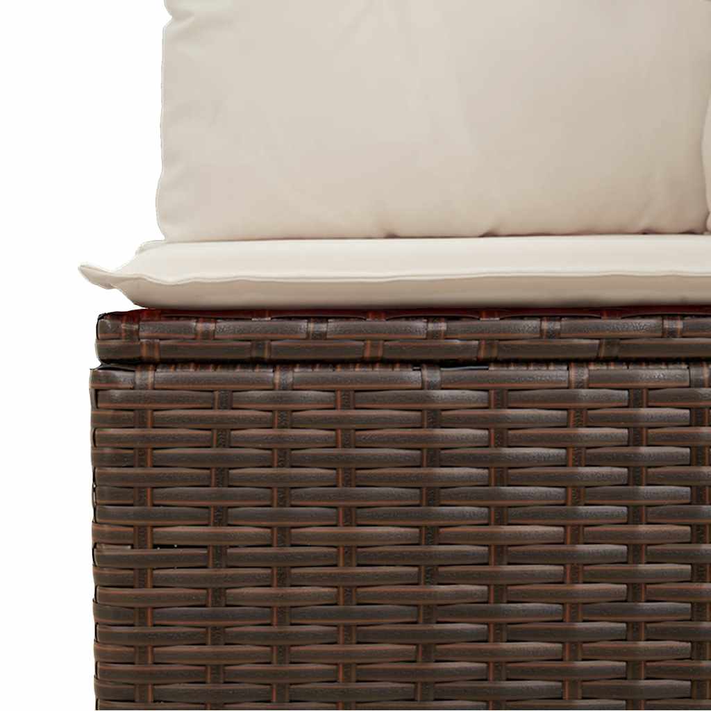 hjørnemodul til havesofa med hynder polyrattan brun