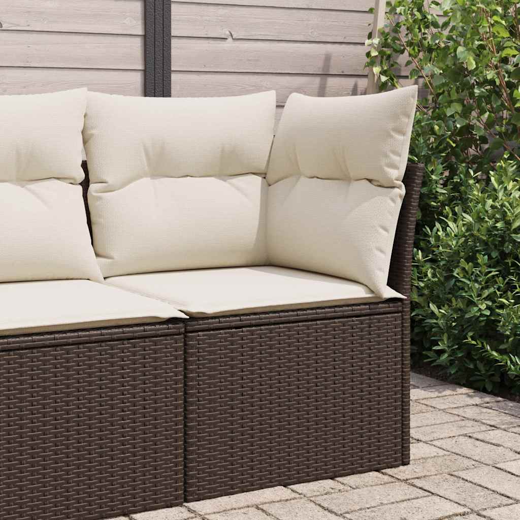 hjørnemodul til havesofa med hynder polyrattan brun