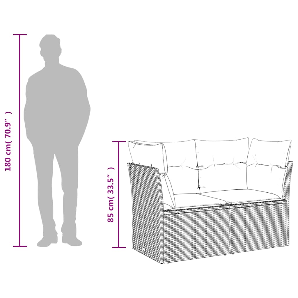 2-personers havesofa med hynder polyrattan brun