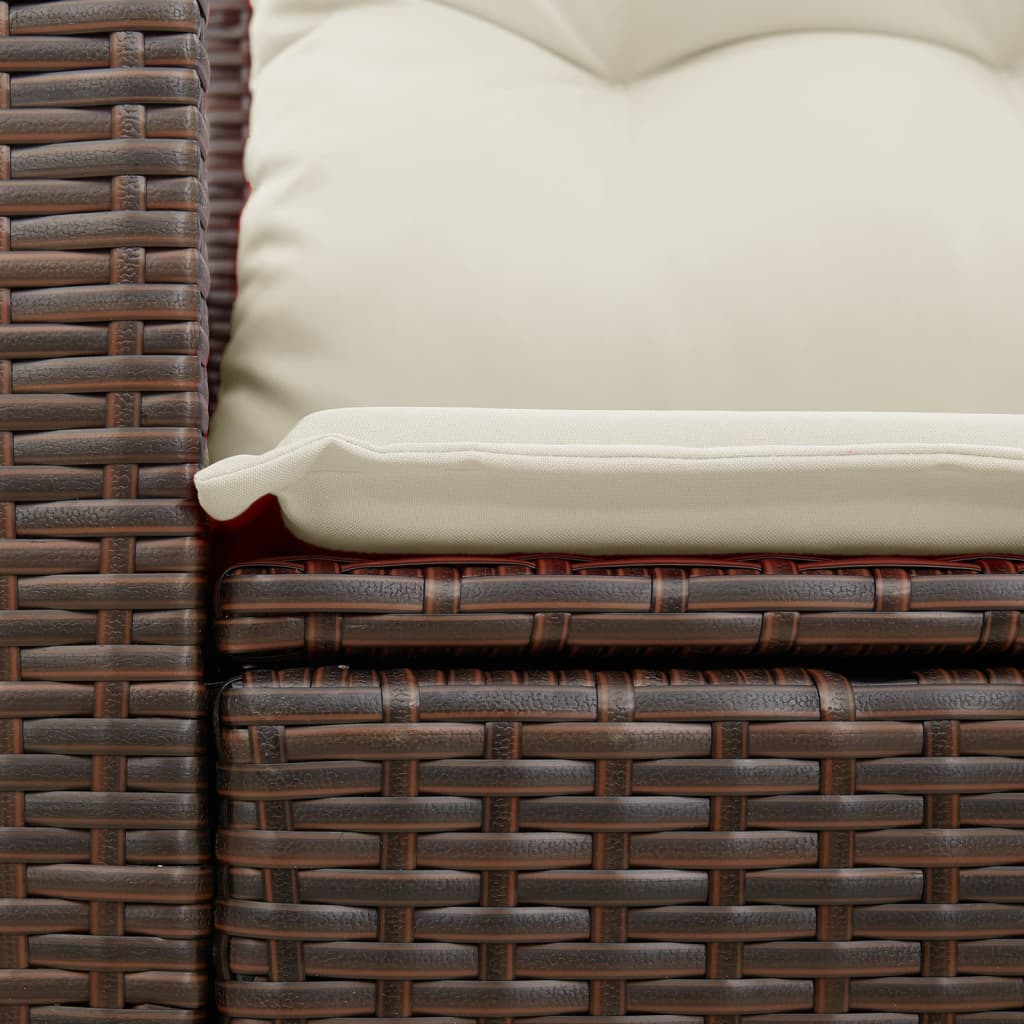 2-personers havesofa med hynder polyrattan brun