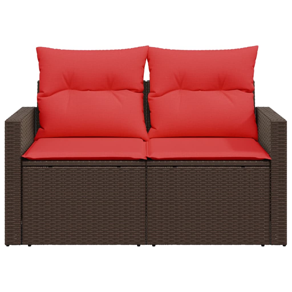 havesofa med hynder 2-personers brun polyrattan