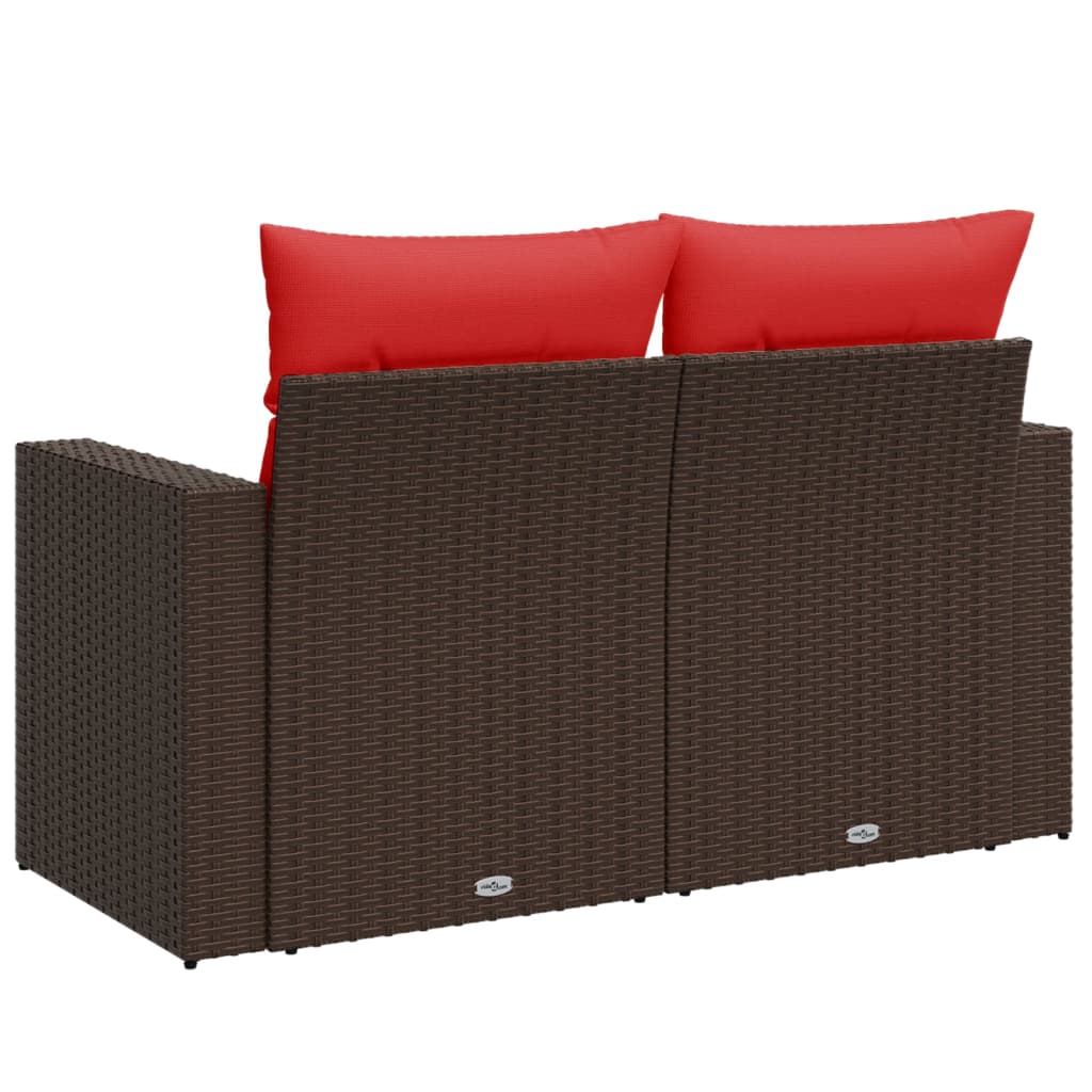 havesofa med hynder 2-personers brun polyrattan