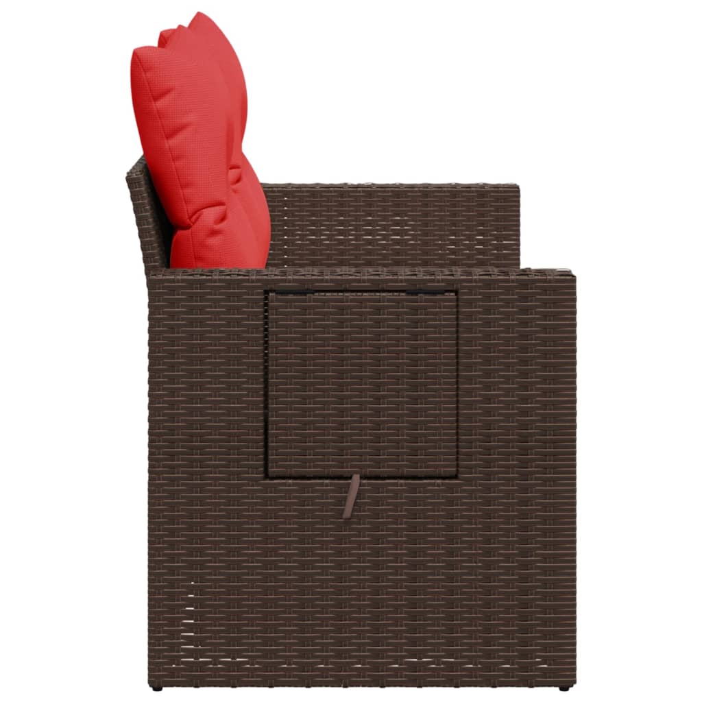 havesofa med hynder 2-personers brun polyrattan