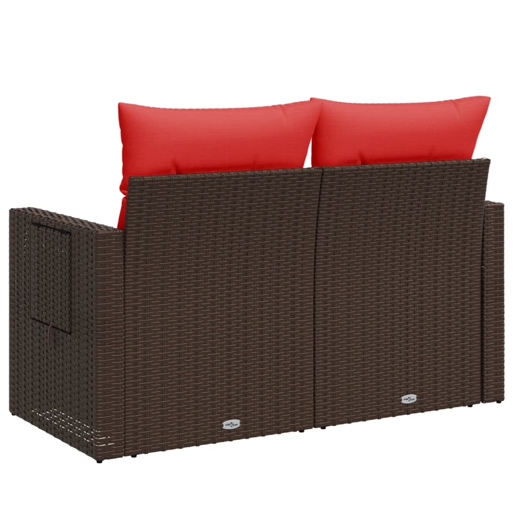havesofa med hynder 2-personers brun polyrattan