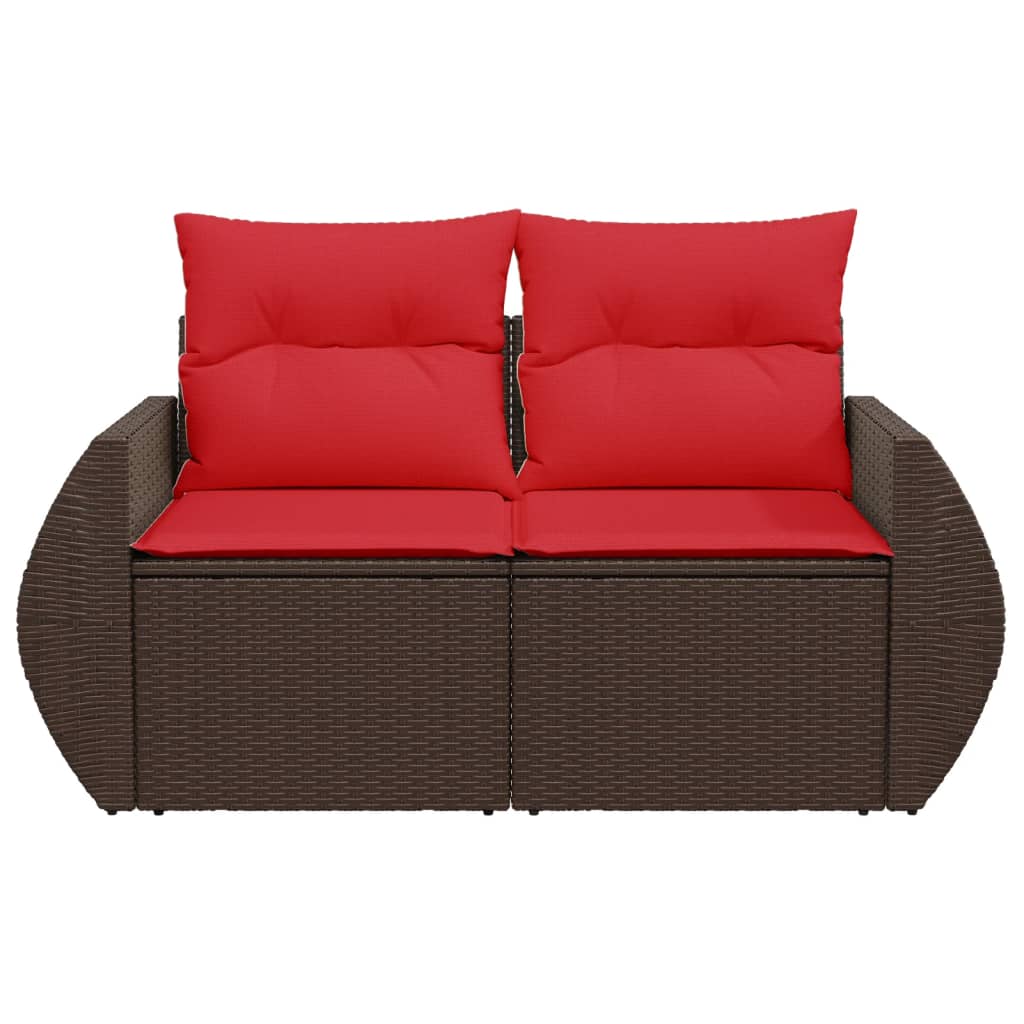 havesofa med hynder 2-personers brun polyrattan
