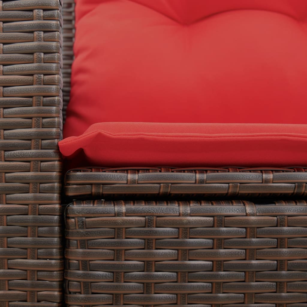 havesofa med hynder 2-personers brun polyrattan