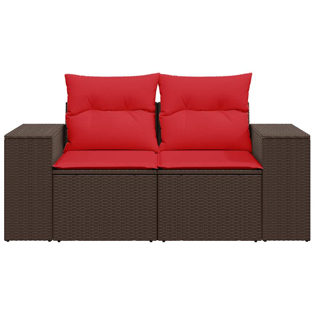 havesofa med hynder 2-personers brun polyrattan
