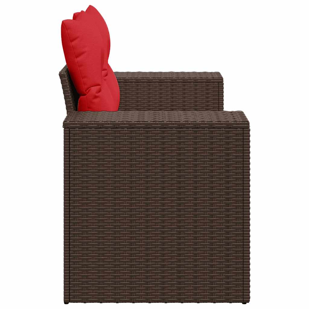 havesofa med hynder 2-personers brun polyrattan
