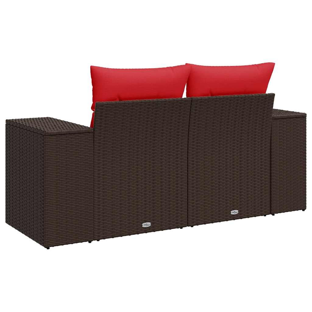 havesofa med hynder 2-personers brun polyrattan