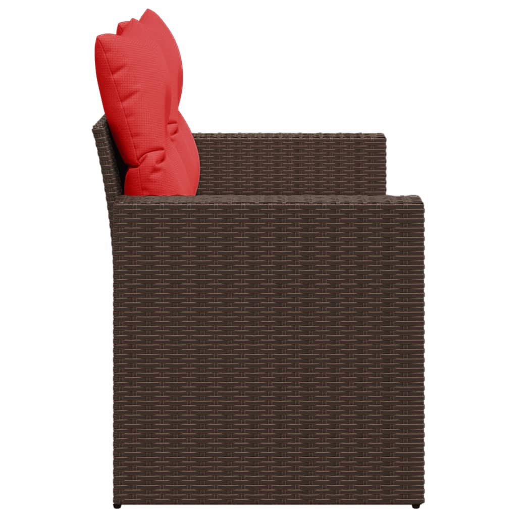 havesofa med hynder 2-personers brun polyrattan
