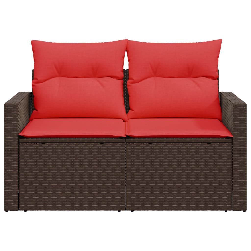 havesofa med hynder 2-personers brun polyrattan