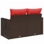 havesofa med hynder 2-personers brun polyrattan
