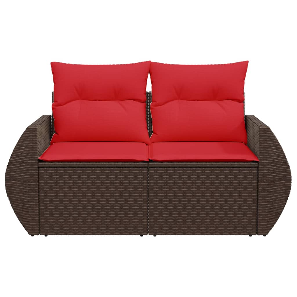 havesofa med hynder 2-personers brun polyrattan