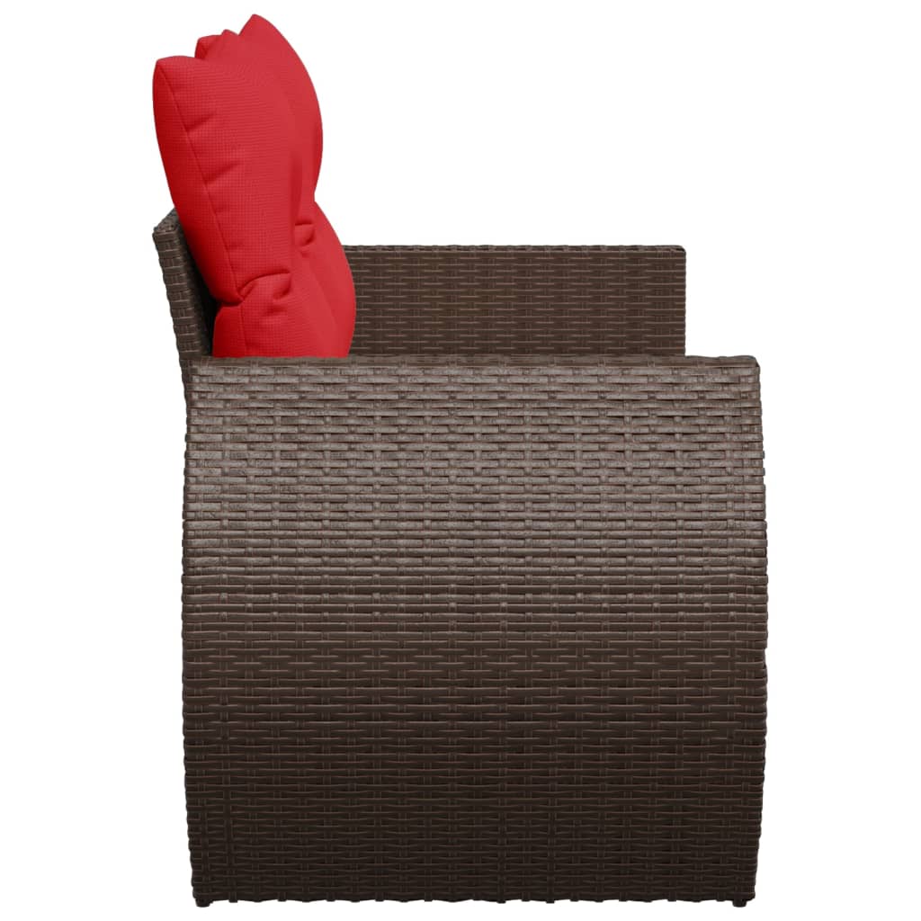 havesofa med hynder 2-personers brun polyrattan