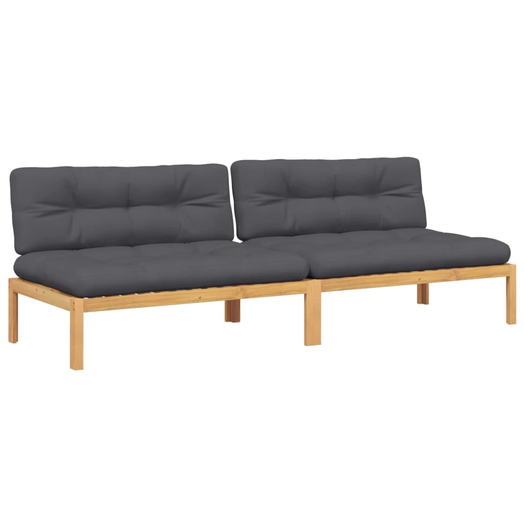 midtermoduler til pallesofa 2 stk. med hynder massivt akacietræ