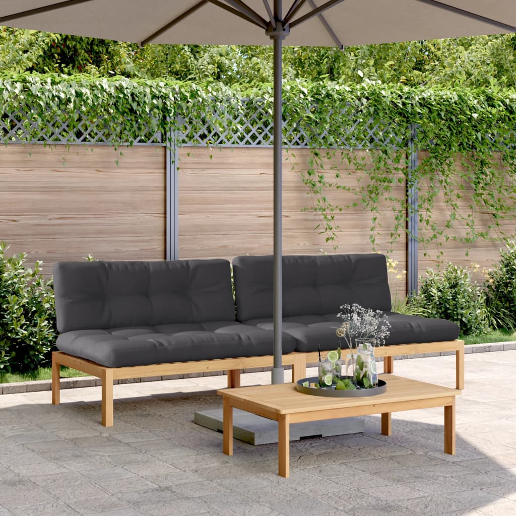 midtermoduler til pallesofa 2 stk. med hynder massivt akacietræ