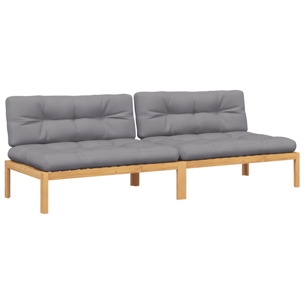 midtermoduler til pallesofa 2 stk. med hynder massivt akacietræ