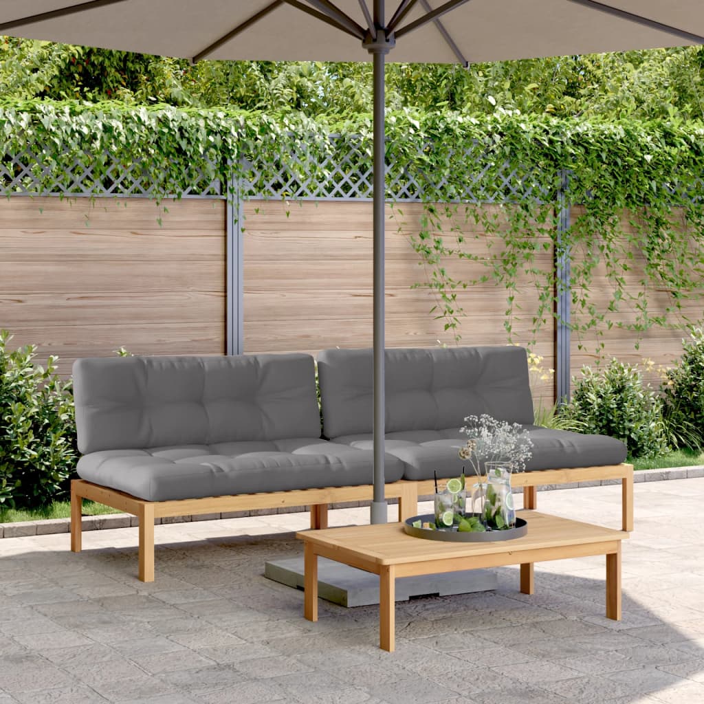 midtermoduler til pallesofa 2 stk. med hynder massivt akacietræ
