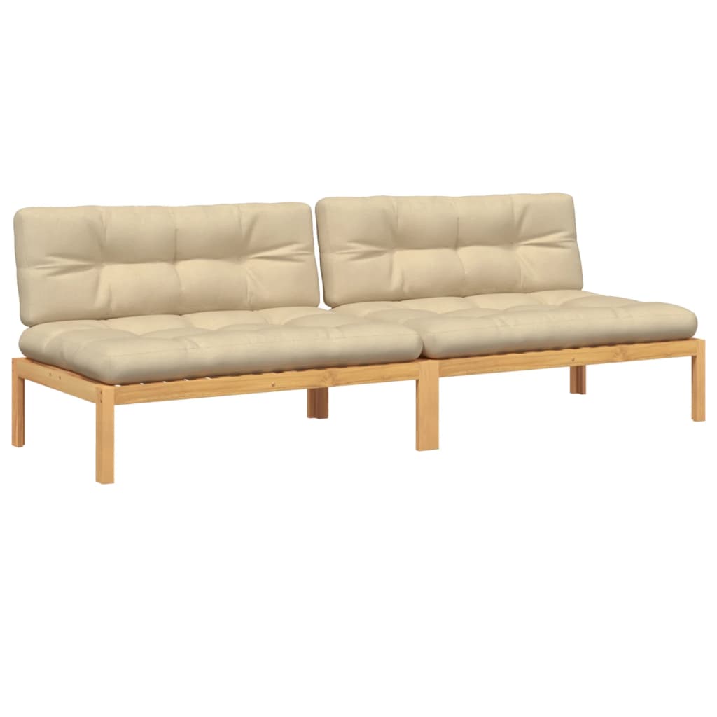 midtermoduler til pallesofa 2 stk. med hynder massivt akacietræ