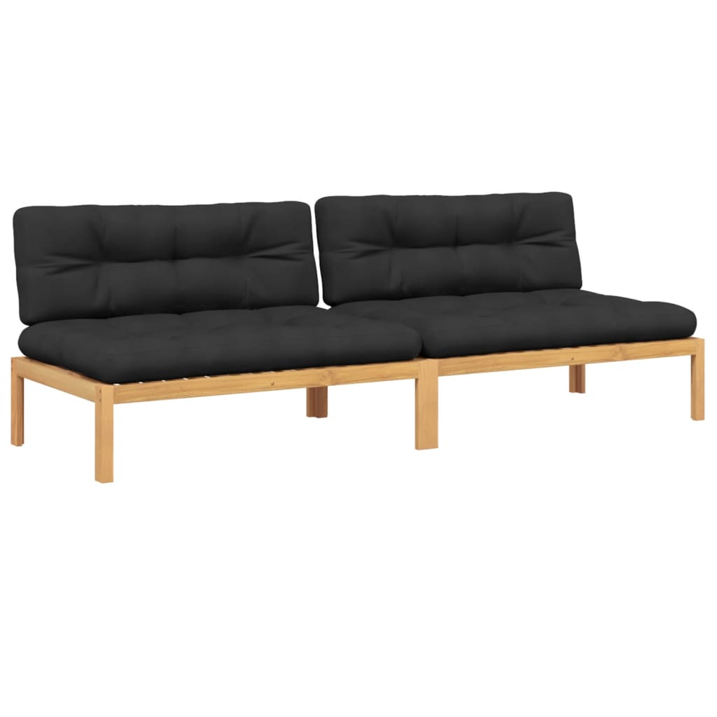 midtermoduler til pallesofa 2 stk. med hynder massivt akacietræ
