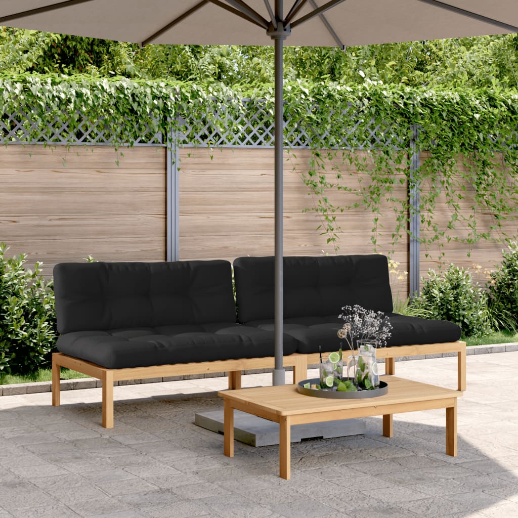 midtermoduler til pallesofa 2 stk. med hynder massivt akacietræ