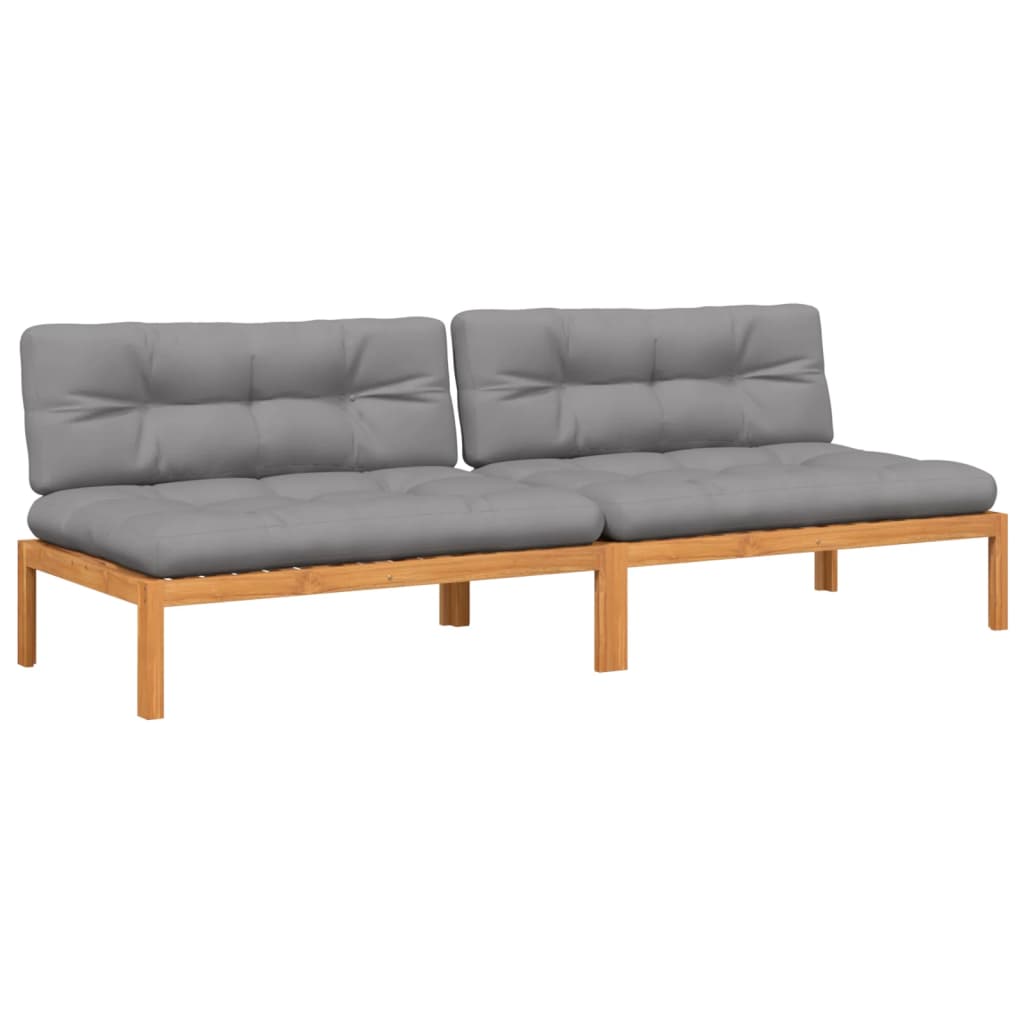 midtermoduler til pallesofa 2 stk. med hynder massivt akacietræ