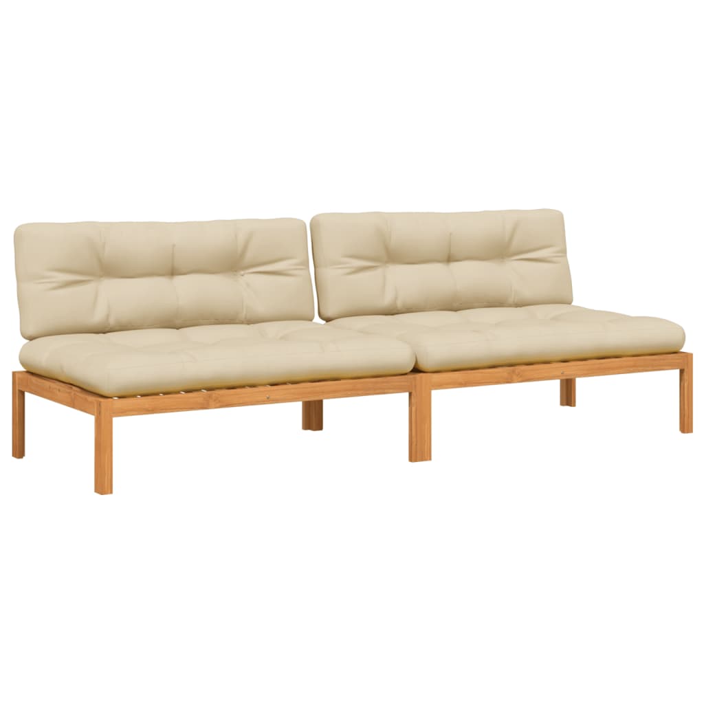 midtermoduler til pallesofa 2 stk. med hynder massivt akacietræ