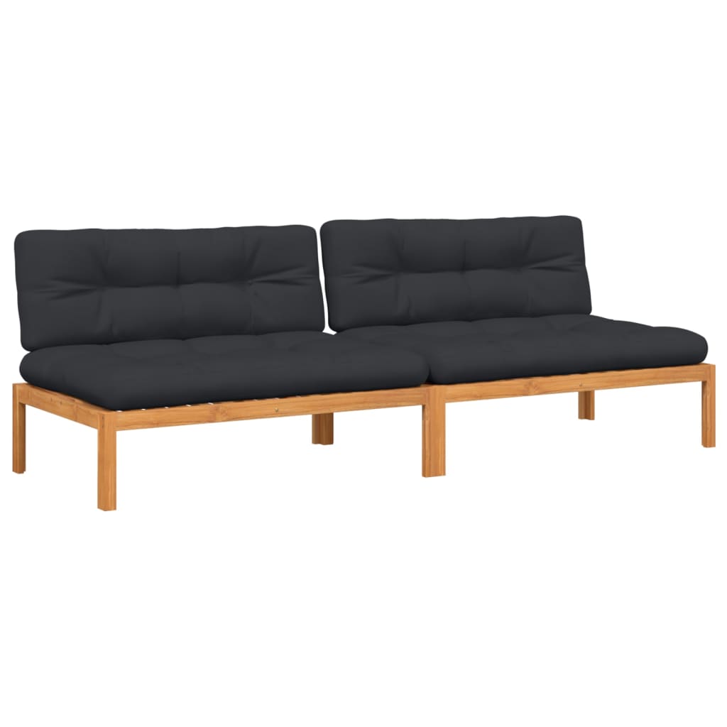 midtermoduler til pallesofa 2 stk. med hynder massivt akacietræ